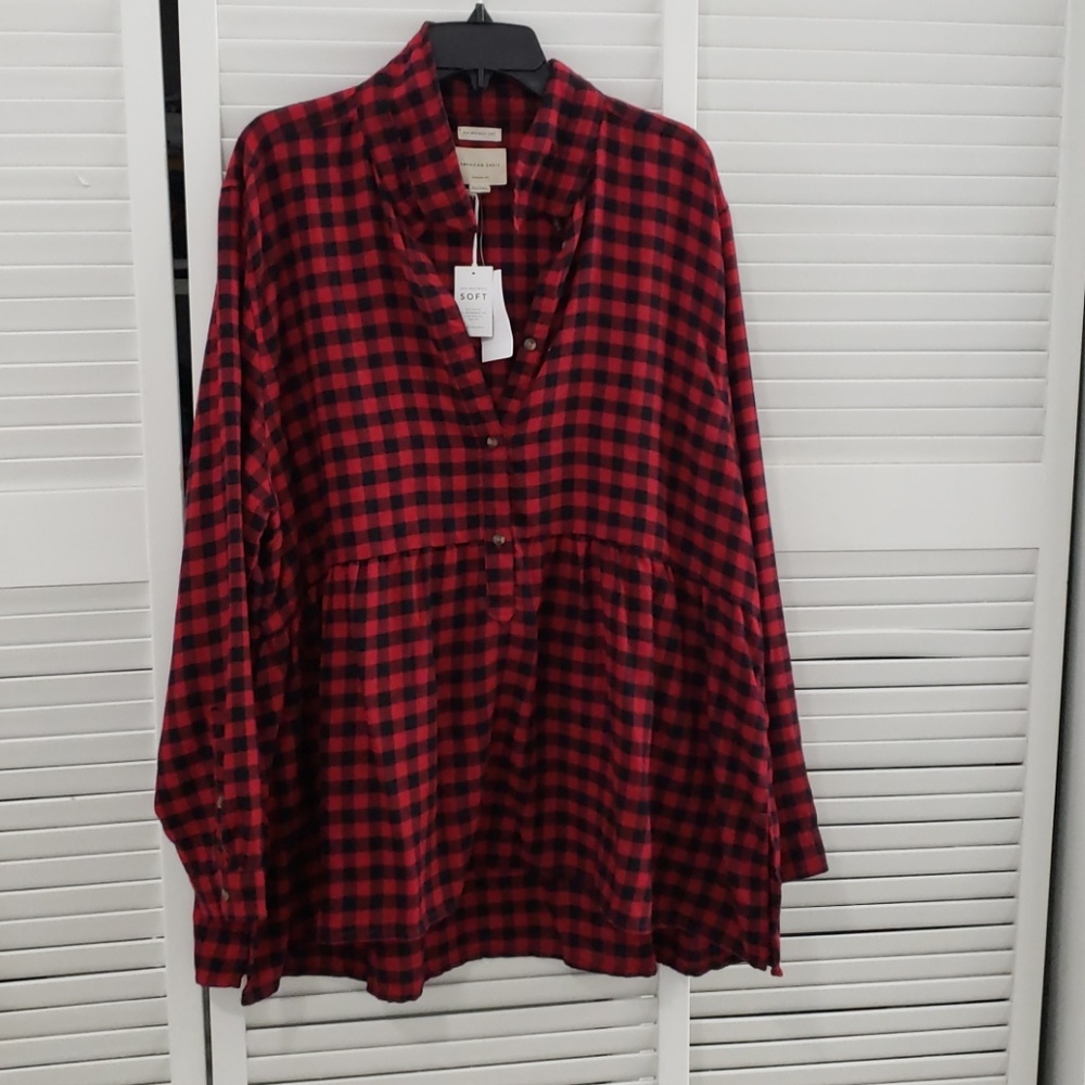 Flannel peplum shirt